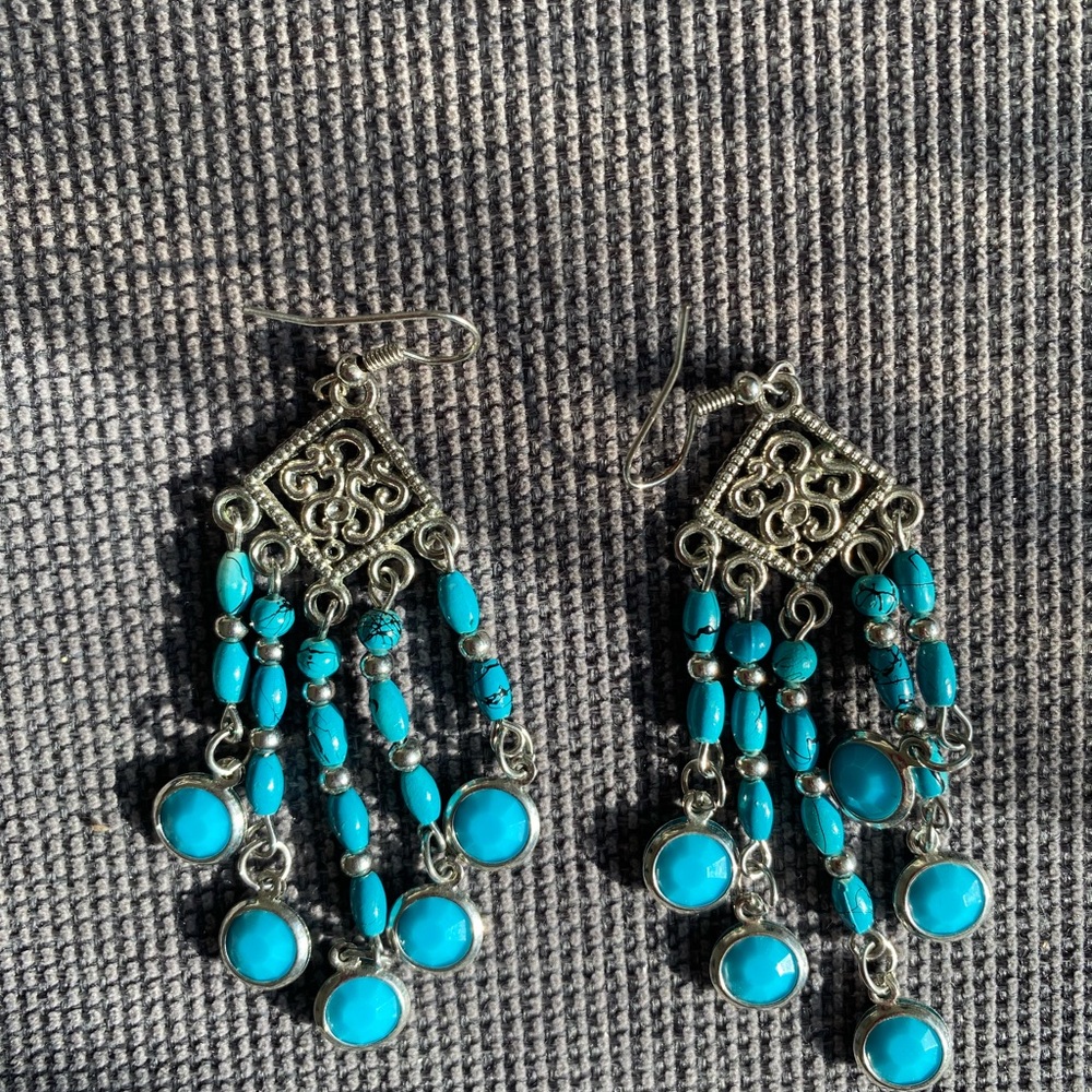 Handmade dangly earrings from Caribbean